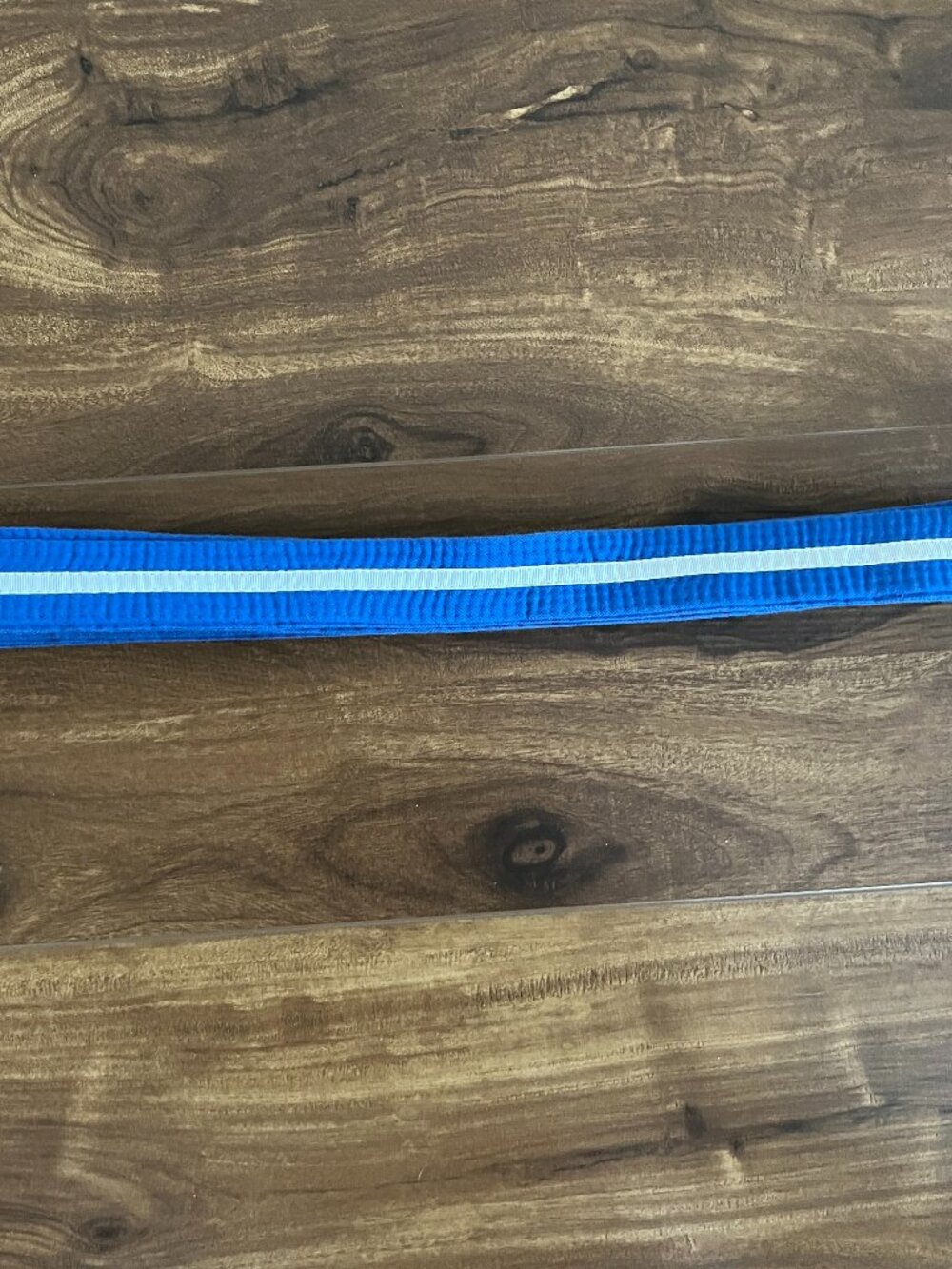 vintage Blue White Striped Taekwondo Belt TKD Karate Rank Belt